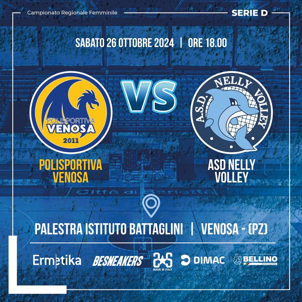 DOMANI IL DEBUTTO DELLA NELLY VOLLEY A VENOSA